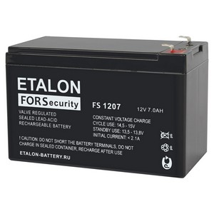 Аккумулятор ETALON FS 1207, 12В, 7Ач, cвинцово-кислотный